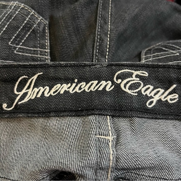 American Eagle Low Rise Straight Leg Jeans Charcoal Black/Blue 6 Regular - Picture 3 of 5